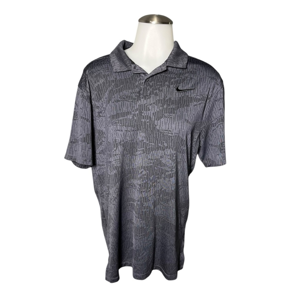 Small Nike Men Golf Dri-Fit camo polo short sleeve shirt gray